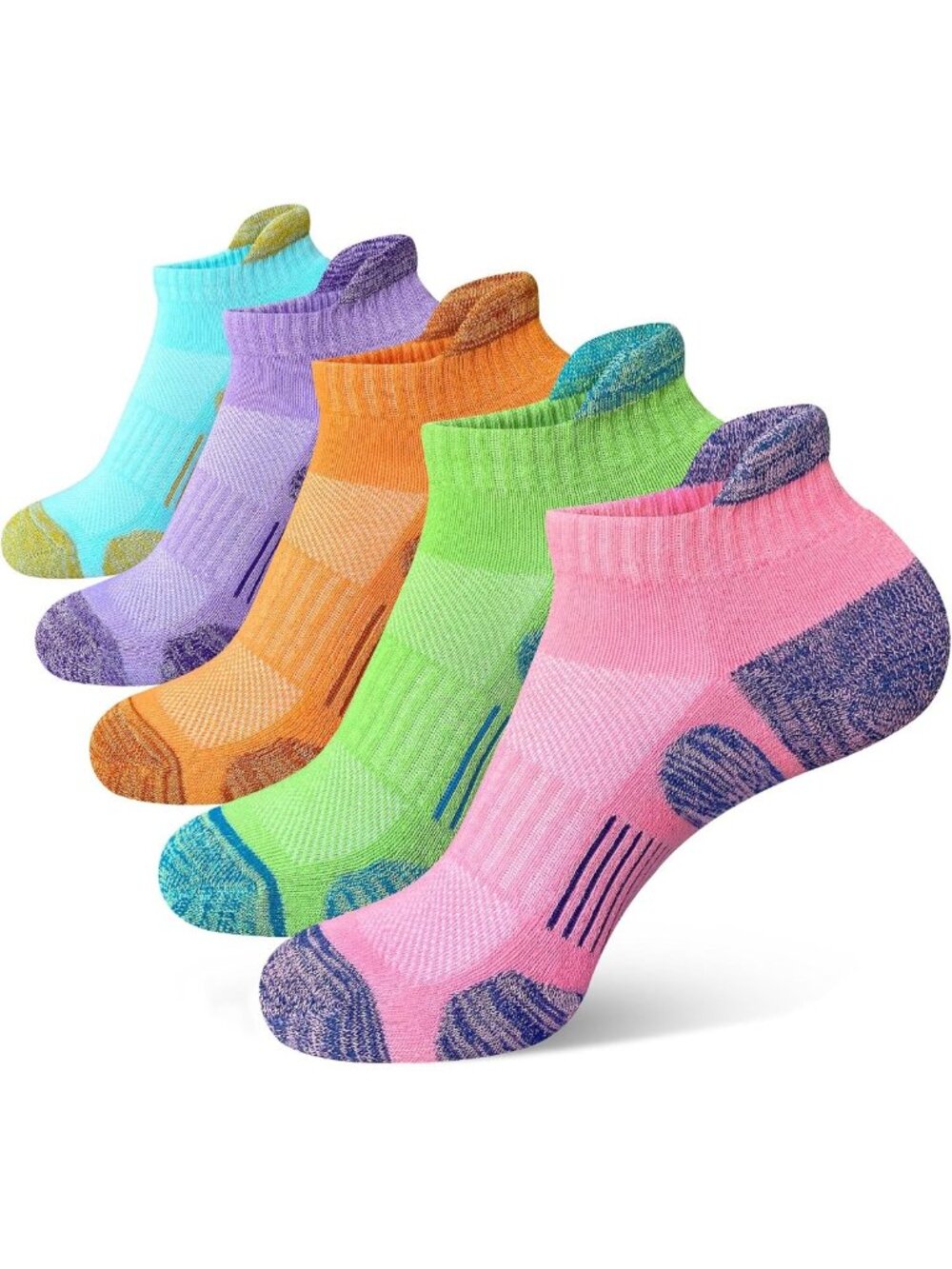 Cozy Cotton Cushioned Ankle Socks for Women - 5 Pairs Athletic Running Gear